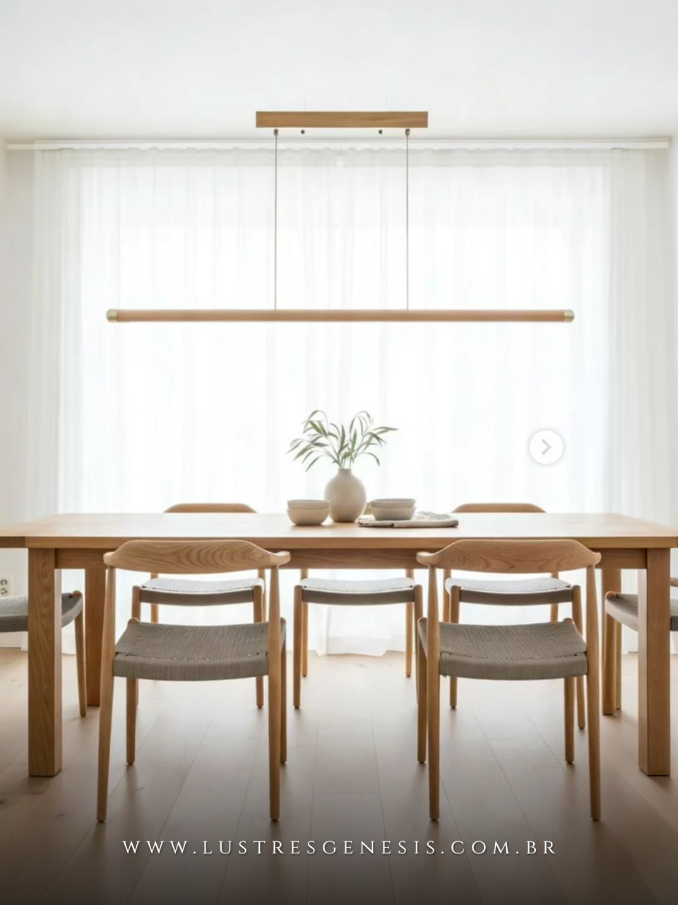 Lumin&aacute;ria Pendente Linear Madeira 120cm Retangular para Sala de Jantar e &Aacute;rea Gourmet 